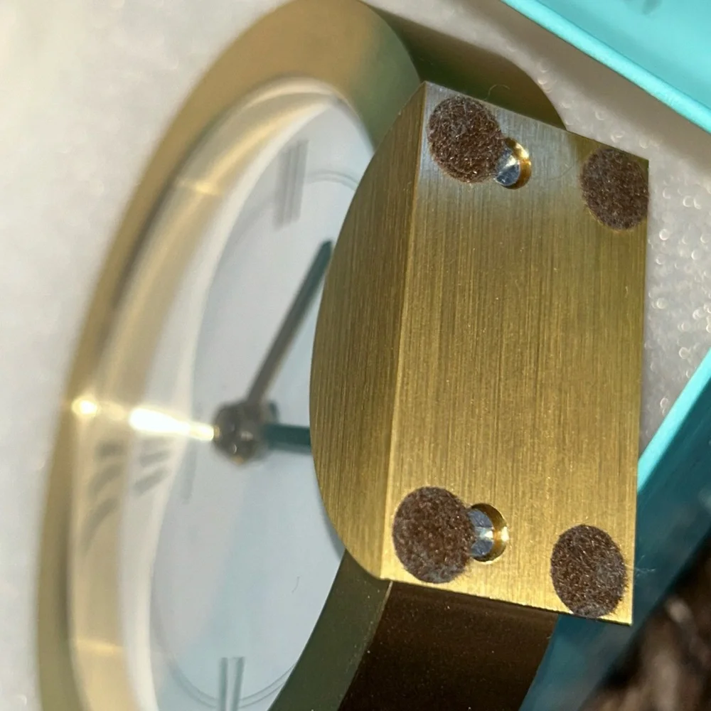 Tiffany & Co. Brass Desk Clock On Flat Stand Bottom -  Authentic - Picture 3 of 8